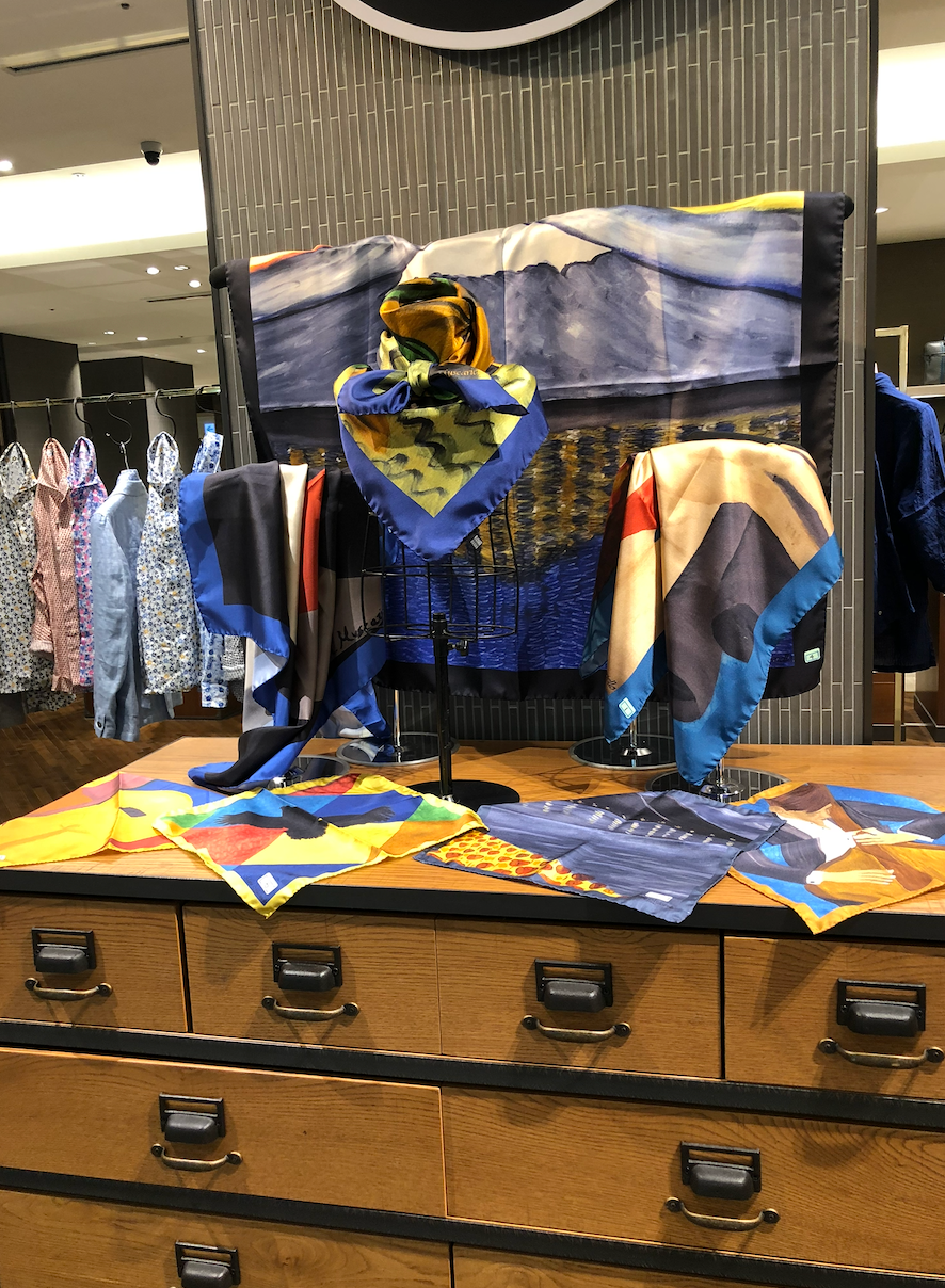 Scarves displayed at Isetan Shinjuku