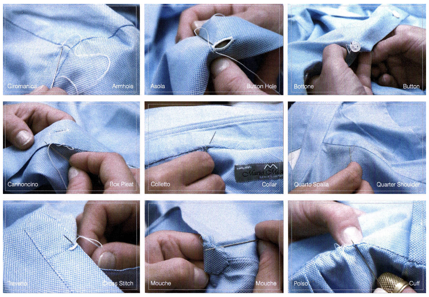 Nine handmade shirt operations